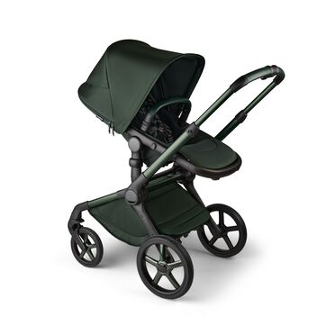 A Bugaboo Fox 5 Noir Limited Edition seat stroller in Midnight Green colorway. - view 2