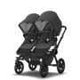 Bugaboo Donkey 5 Twin bassinet and seat stroller black base, mineral washed black fabrics, mineral washed black sun canopy - Thumbnail Slide 4 of 14