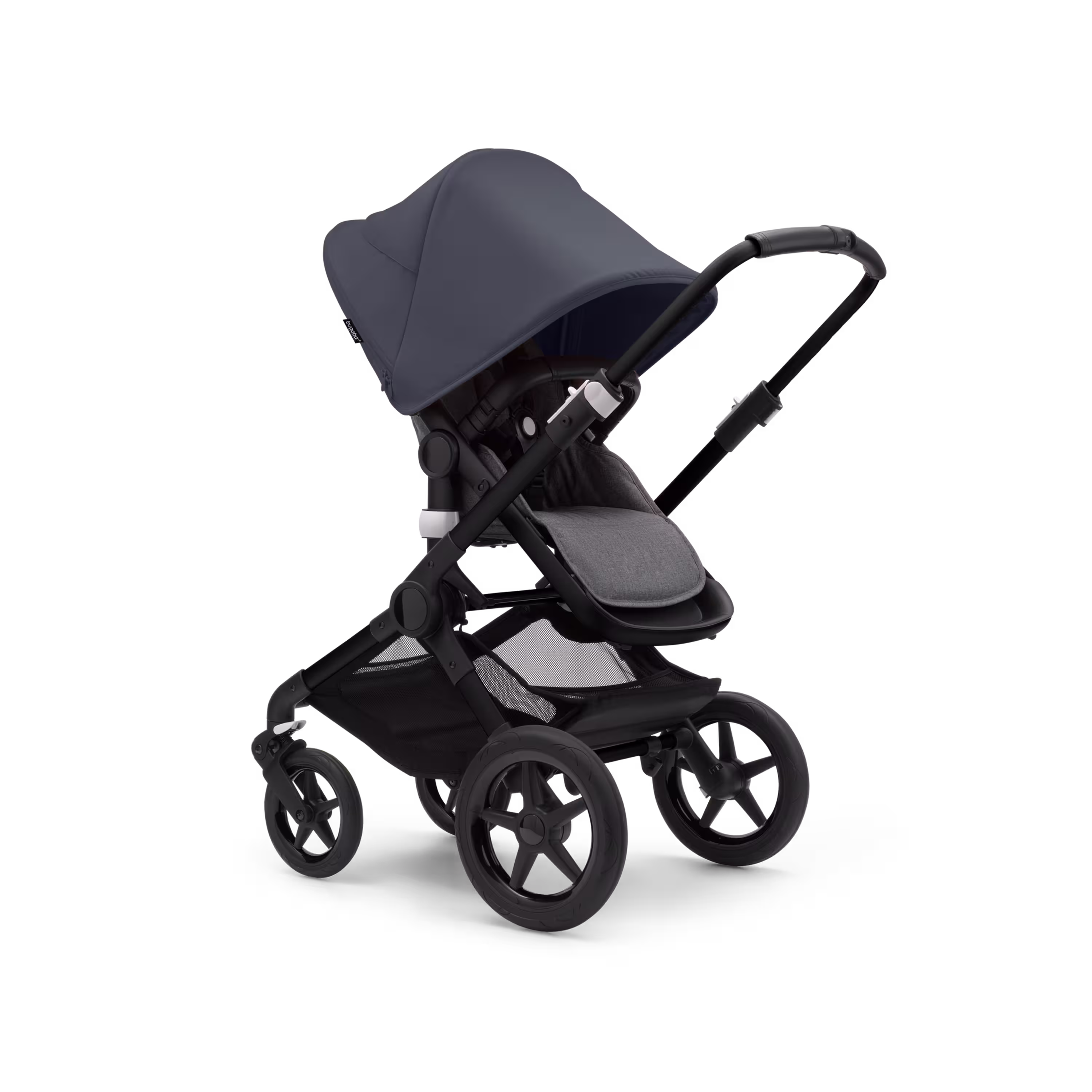 Bugaboo Fox 3 bassinet and seat stroller black base, grey melange fabrics, stormy blue sun canopy - Main Modal Image Slide 7 of 7