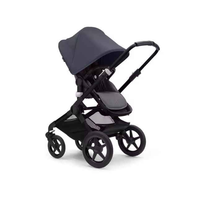 Bugaboo Fox 3 bassinet and seat stroller black base, grey melange fabrics, stormy blue sun canopy - Main Image Slide 7 of 7