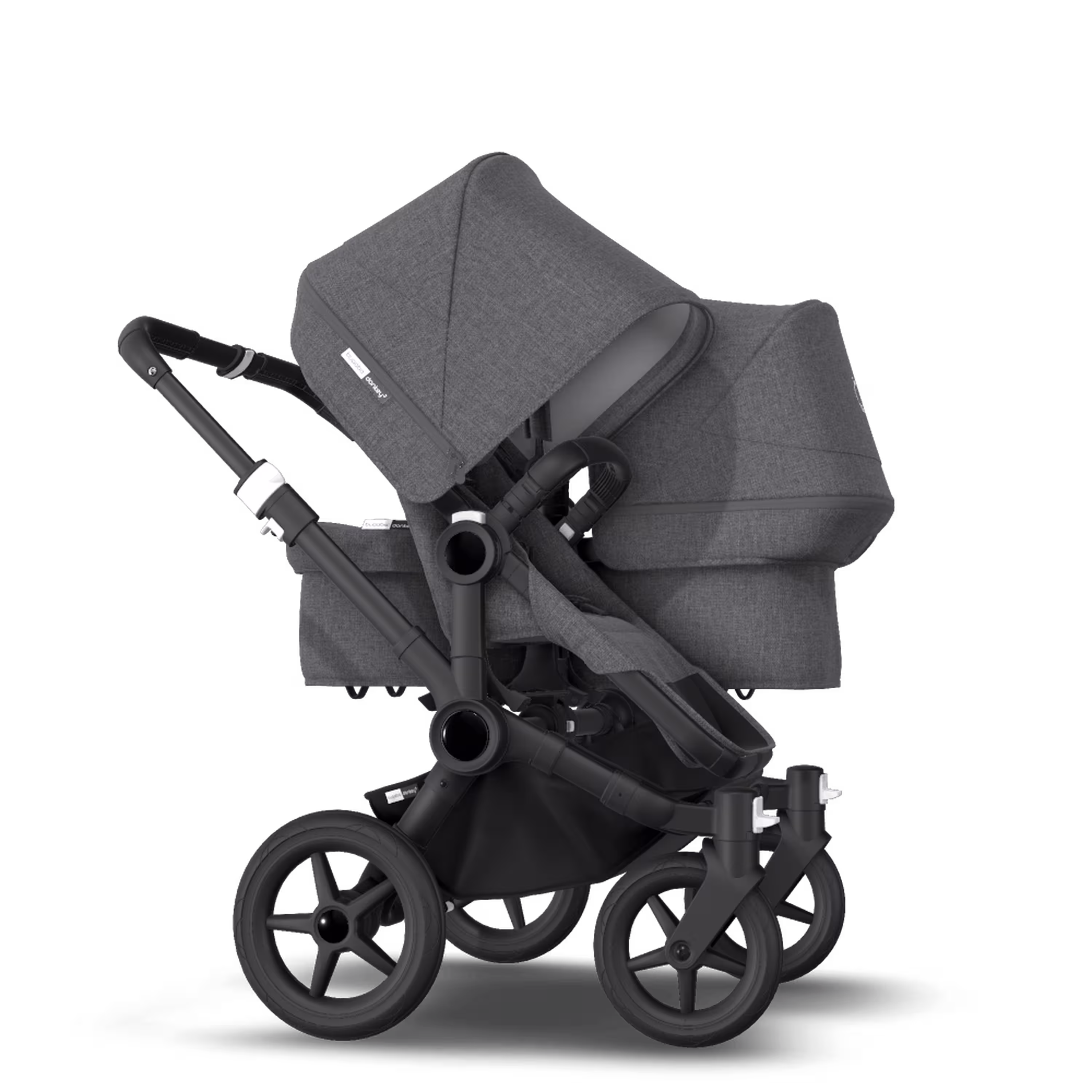Bugaboo Donkey 3 Duo travel system grey melange sun canopy, grey melange fabrics, black base - Main Modal Image Slide 4 of 14