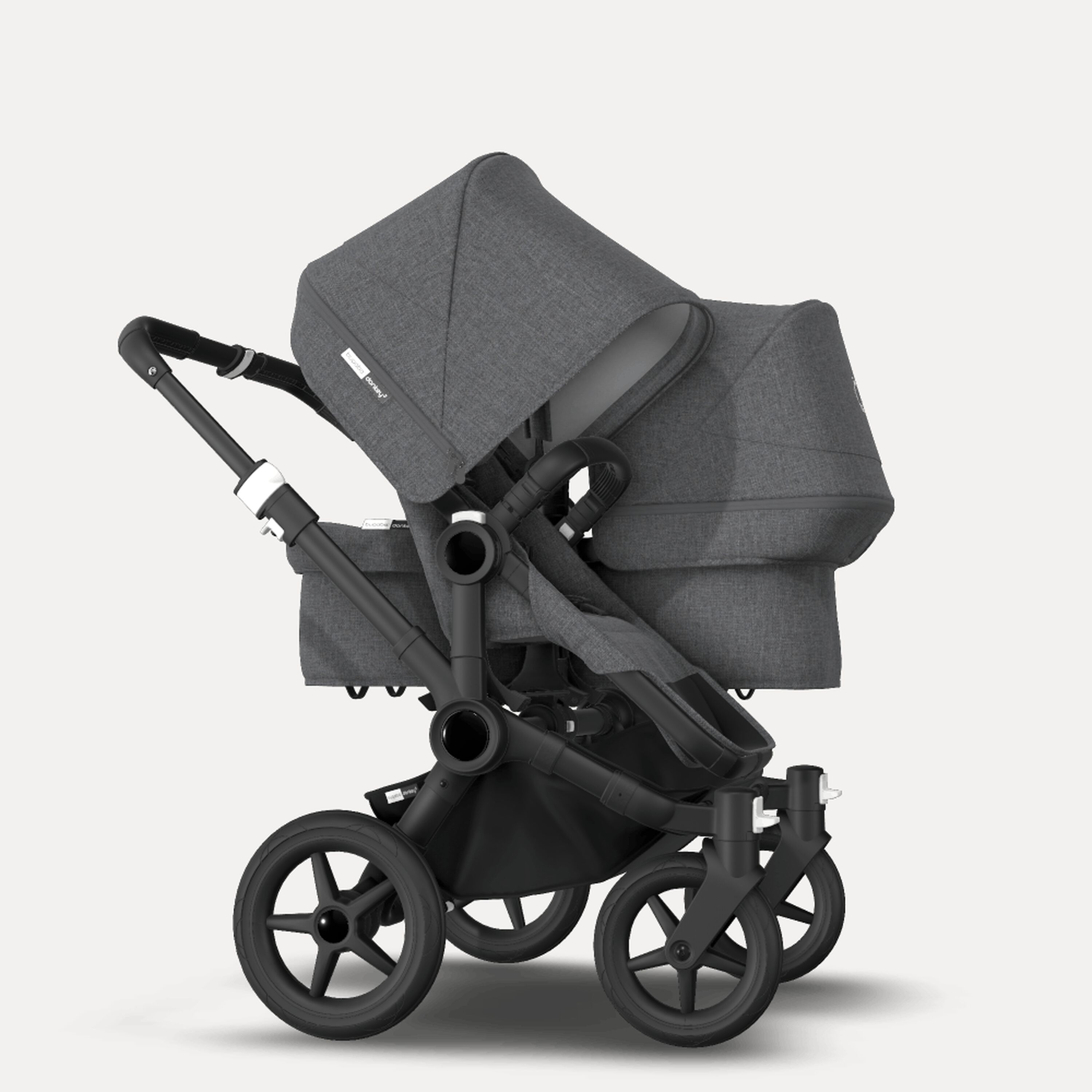 Bugaboo Donkey 3 Duo travel system grey melange sun canopy, grey melange fabrics, black base - Main Modal Image Slide 4 of 14