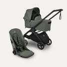 Bugaboo Dragonfly Plus 2-in-1 stroller black base, forest green fabrics, forest green sun canopy