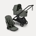 Bugaboo Dragonfly Plus 2-in-1 stroller black base, forest green fabrics, forest green sun canopy