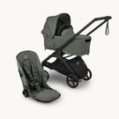 Bugaboo Dragonfly Plus 2-in-1 stroller black base, forest green fabrics, forest green sun canopy