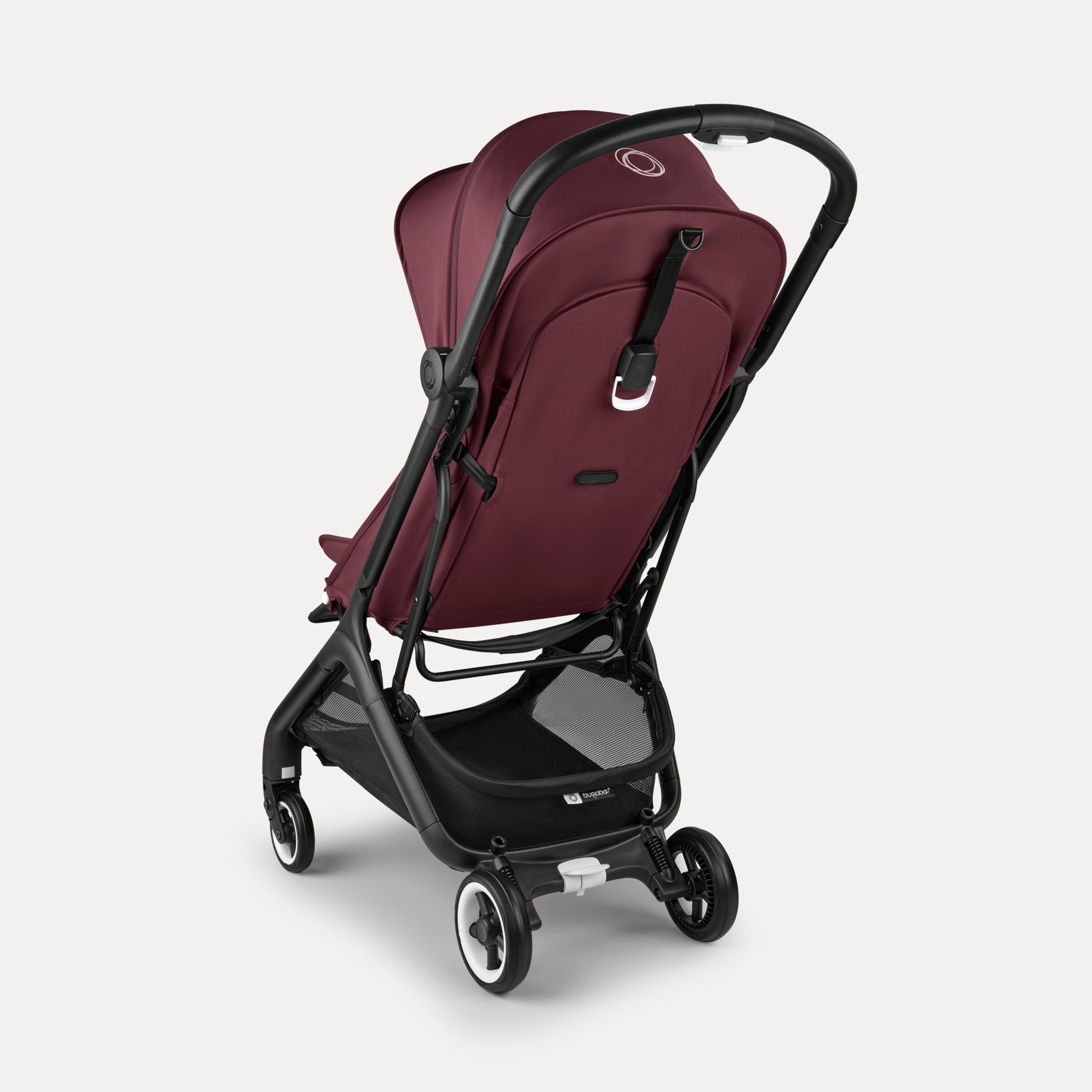 Bugaboo Butterfly travel stroller black base, dark cherry red fabrics, dark cherry red sun canopy - Main Modal Image Slide 3 of 13