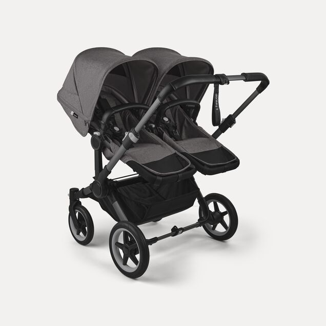 Bugaboo Donkey 5 twin stroller graphite base, grey mélange fabrics, grey mélange sun canopy - Main Image Slide 3 of 12