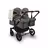 Bugaboo Donkey 5 twin stroller black base, grey mélange fabrics, misty white sun canopy - Thumbnail Slide 1 of 12