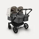Bugaboo Donkey 5 twin stroller black base, grey mélange fabrics, misty white sun canopy