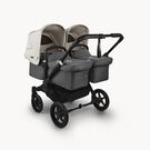 Bugaboo Donkey 5 twin stroller black base, grey mélange fabrics, misty white sun canopy