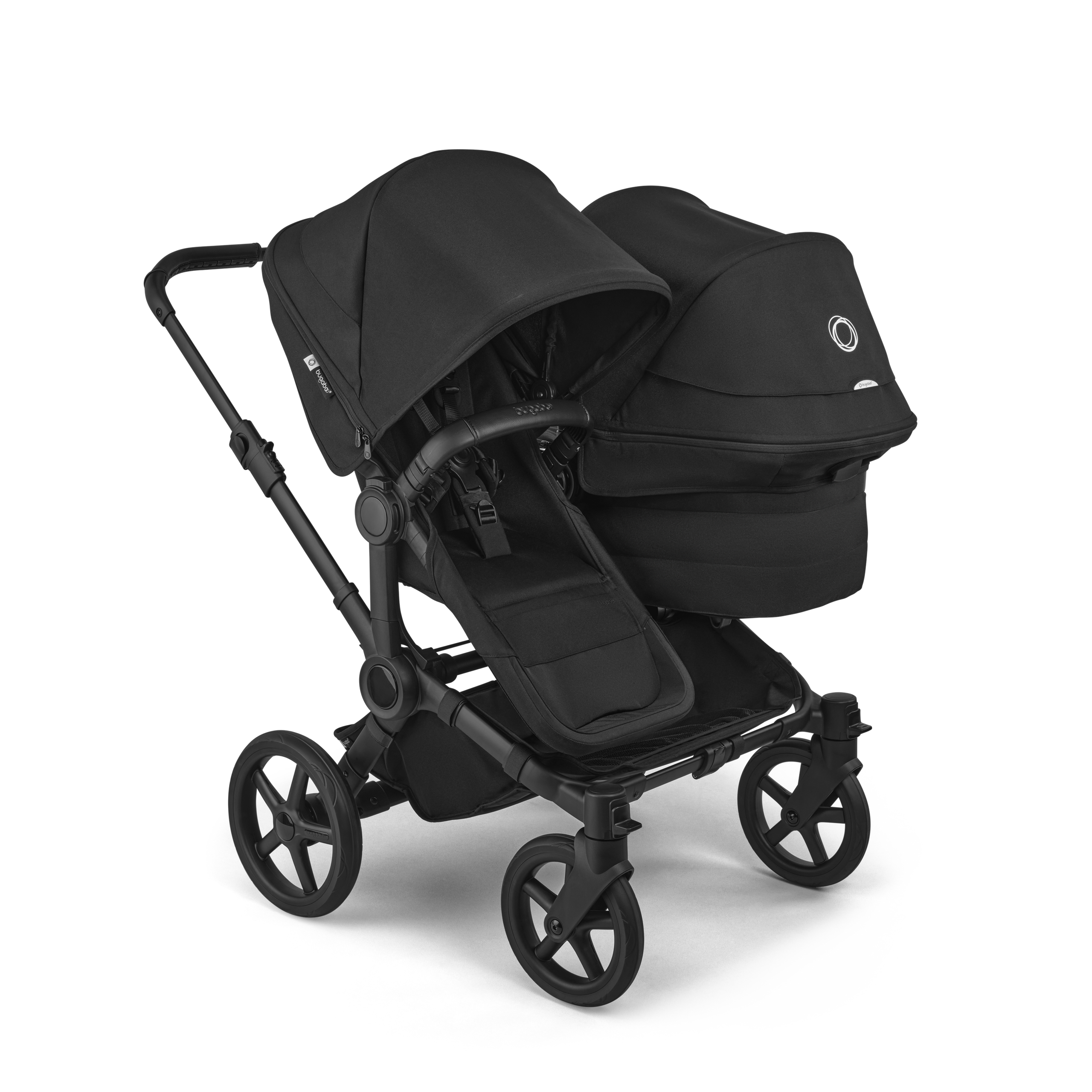 Bugaboo Donkey 6 double stroller black base, heritage black fabrics, heritage black sun canopy - Thumbnail Slide 1 of 9