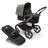 Refurbished Bugaboo Fox 5 bassinet and seat stroller graphite base, midnight black fabrics, forest green sun canopy - Thumbnail Slide 1 van 10