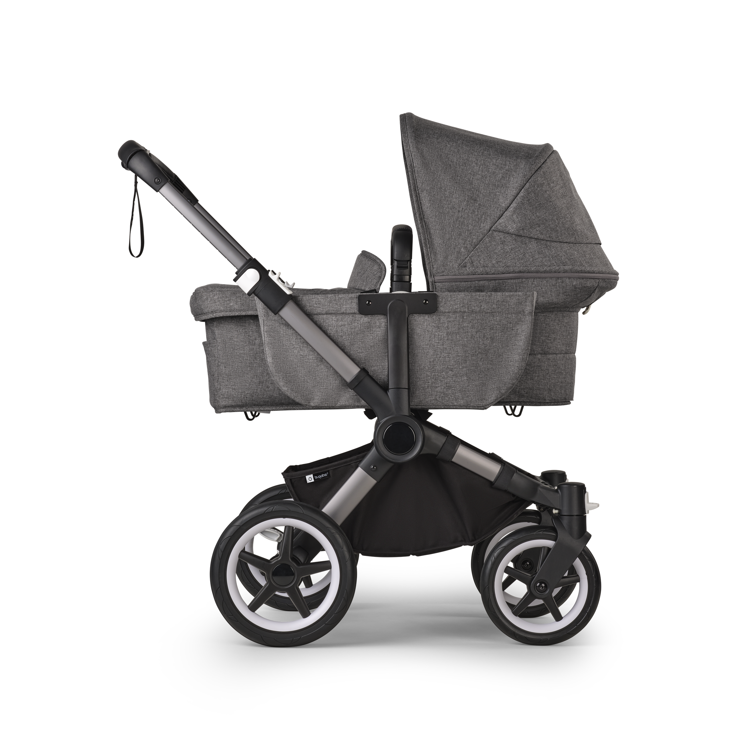 Bugaboo Donkey 5 Mono 2-in-1 stroller graphite base, grey mélange fabrics, grey mélange sun canopy - Thumbnail Slide 3 of 11