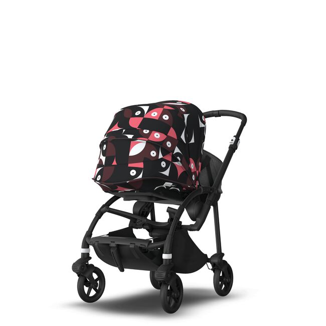 Bugaboo Bee 6 bassinet and seat stroller black base, grey fabrics, animal explorer pink/ red sun canopy - Main Image Slide 7 of 8