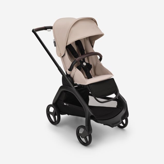 Bugaboo Dragonfly seat stroller black base, desert taupe fabrics, desert taupe sun canopy - Main Image Slide 2 of 16