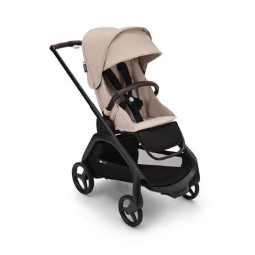 Bugaboo Dragonfly seat stroller black base, desert taupe fabrics, desert taupe sun canopy - view 2