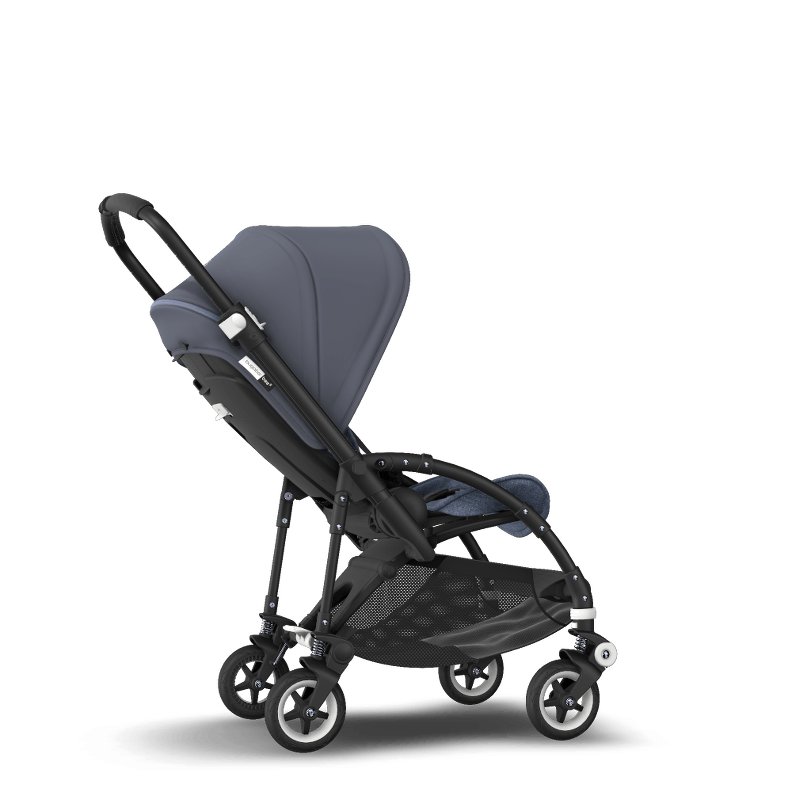 PP Bugaboo Bee 5 seat stroller steel blue sun canopy, blue melange fabrics, black base - Thumbnail Slide 3 of 6