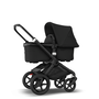 Bugaboo Fox 2 seat and bassinet pram black sun canopy, black fabrics, black chassis - Thumbnail Slide 4 of 8