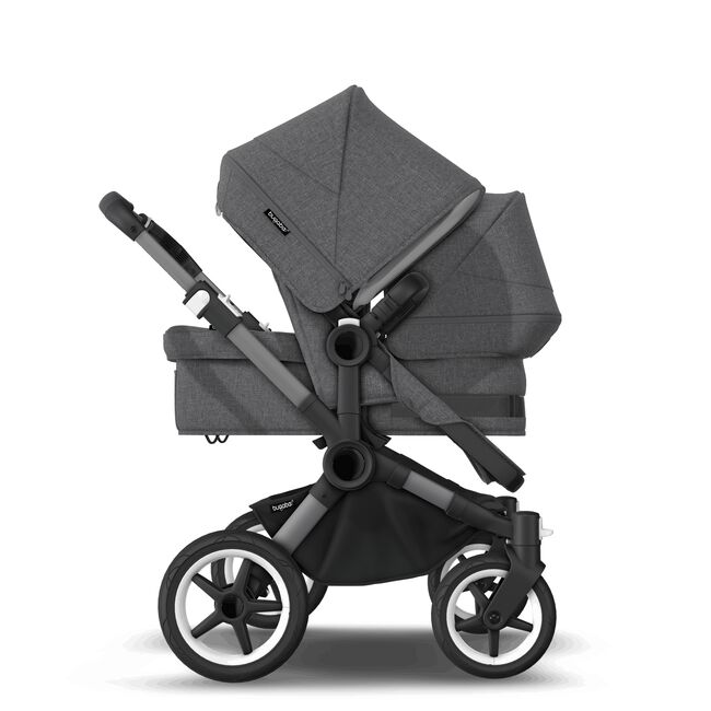 Bugaboo Donkey 5 Duo bassinet and seat stroller graphite base, grey mélange fabrics, grey mélange sun canopy - Main Image Slide 5 of 14