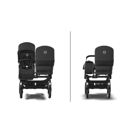 Bugaboo Donkey 5 Duo bassinet and seat stroller aluminium base, midnight black fabrics, midnight black sun canopy - view 2