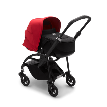 Bugaboo Bee 6 bassinet and seat stroller red sun canopy, black fabrics, black base - view 1
