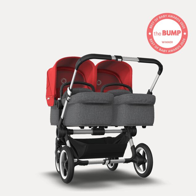 US - Bugaboo D3T stroller bundle aluminum grey melange red - Main Image Slide 1 of 5