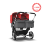 US - Bugaboo D3T stroller bundle aluminum grey melange red - Thumbnail Slide 1 of 5