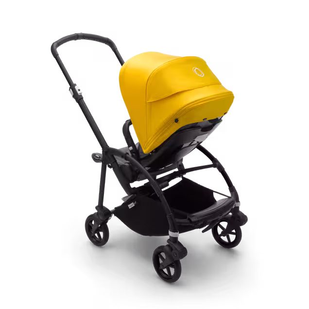 Bugaboo Bee 6 bassinet and seat stroller lemon yellow sun canopy, grey mélange fabrics, black base - Main Image Slide 3 of 3