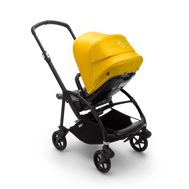 Bugaboo Bee 6 bassinet and seat stroller lemon yellow sun canopy, grey mélange fabrics, black base - Main Image Slide 6 van 6