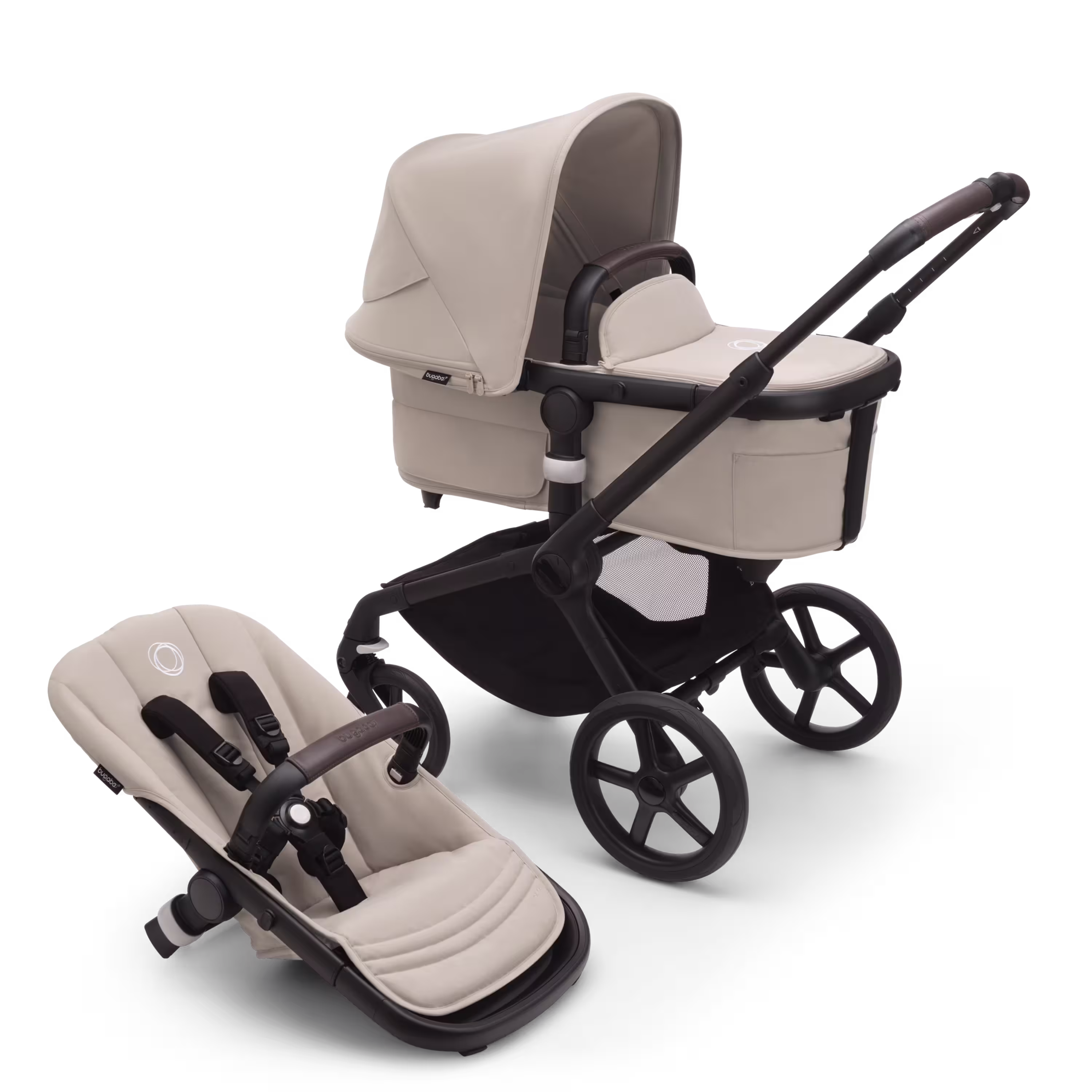 Bugaboo Fox 5 2-in-1 pram black base, desert taupe fabrics, desert taupe sun canopy - Main Modal Image Slide 1 of 13
