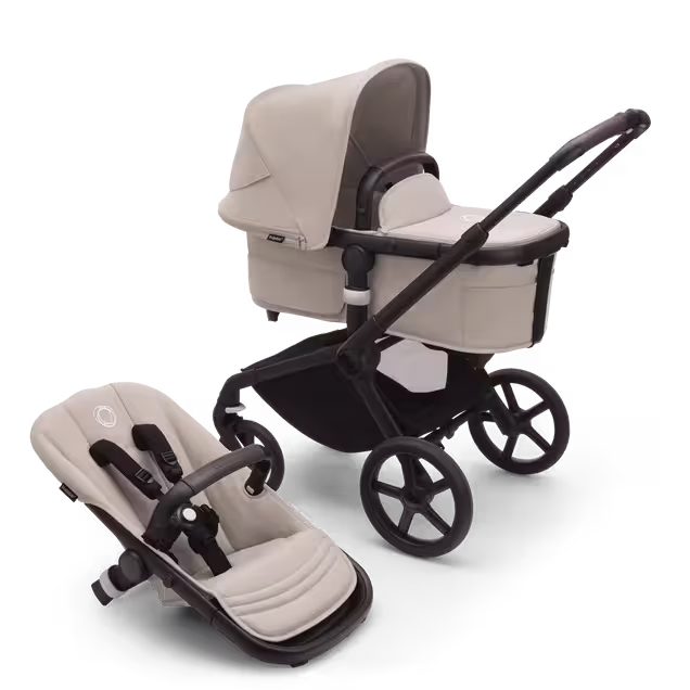 Bugaboo Fox 5 2-in-1 pram black base, desert taupe fabrics, desert taupe sun canopy - Main Image Slide 1 of 13