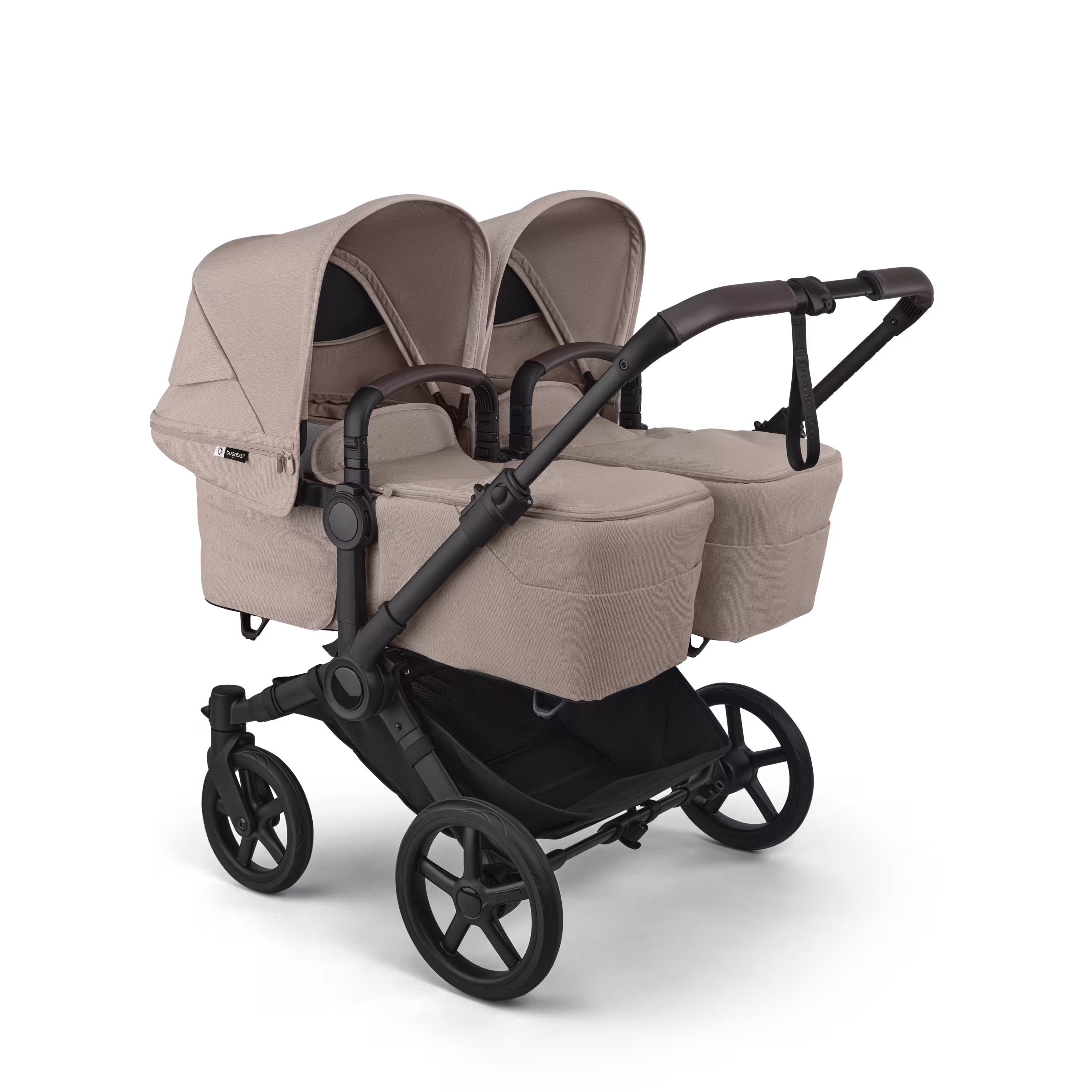 Bugaboo Donkey 6 twin stroller black base, desert taupe melange fabrics, desert taupe melange sun canopy - Main Modal Image Slide 1 of 8