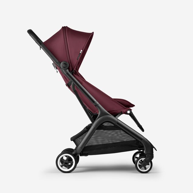 Bugaboo Butterfly travel stroller black base, dark cherry red fabrics, dark cherry red sun canopy - Main Image Slide 2 of 13