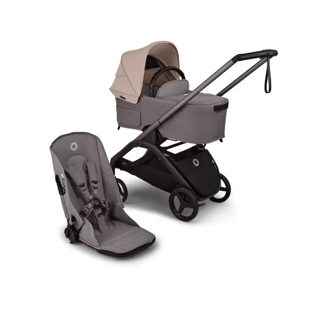 Bugaboo Dragonfly Plus 2-in-1 stroller graphite base, grey melange fabrics, desert taupe sun canopy - Main Image Slide 1 of 11
