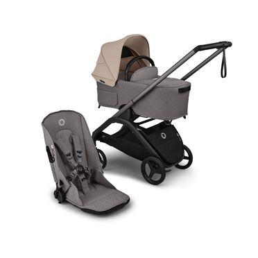 Bugaboo Dragonfly Plus 2-in-1 stroller graphite base, grey melange fabrics, desert taupe sun canopy