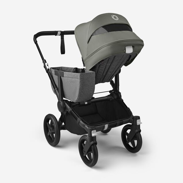 Bugaboo Donkey 5 Mono 2-in-1 stroller black base, grey mélange fabrics, forest green sun canopy - Main Image Slide 4 of 12