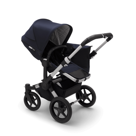 Bugaboo Donkey 3 Mono seat and carrycot pushchair classic collection dark navy sun canopy, classic collection dark navy fabrics, aluminium base