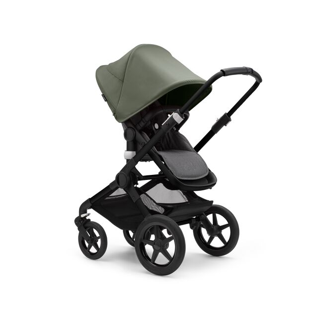 Bugaboo Fox 3 seat pushchair with black frame, grey melange fabrics, and forest green sun canopy. - Main Image Slide 7 of 7