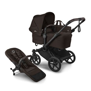 Bugaboo Donkey 6 2-in-1  stroller black base, cocoa brown fabrics, cocoa brown sun canopy