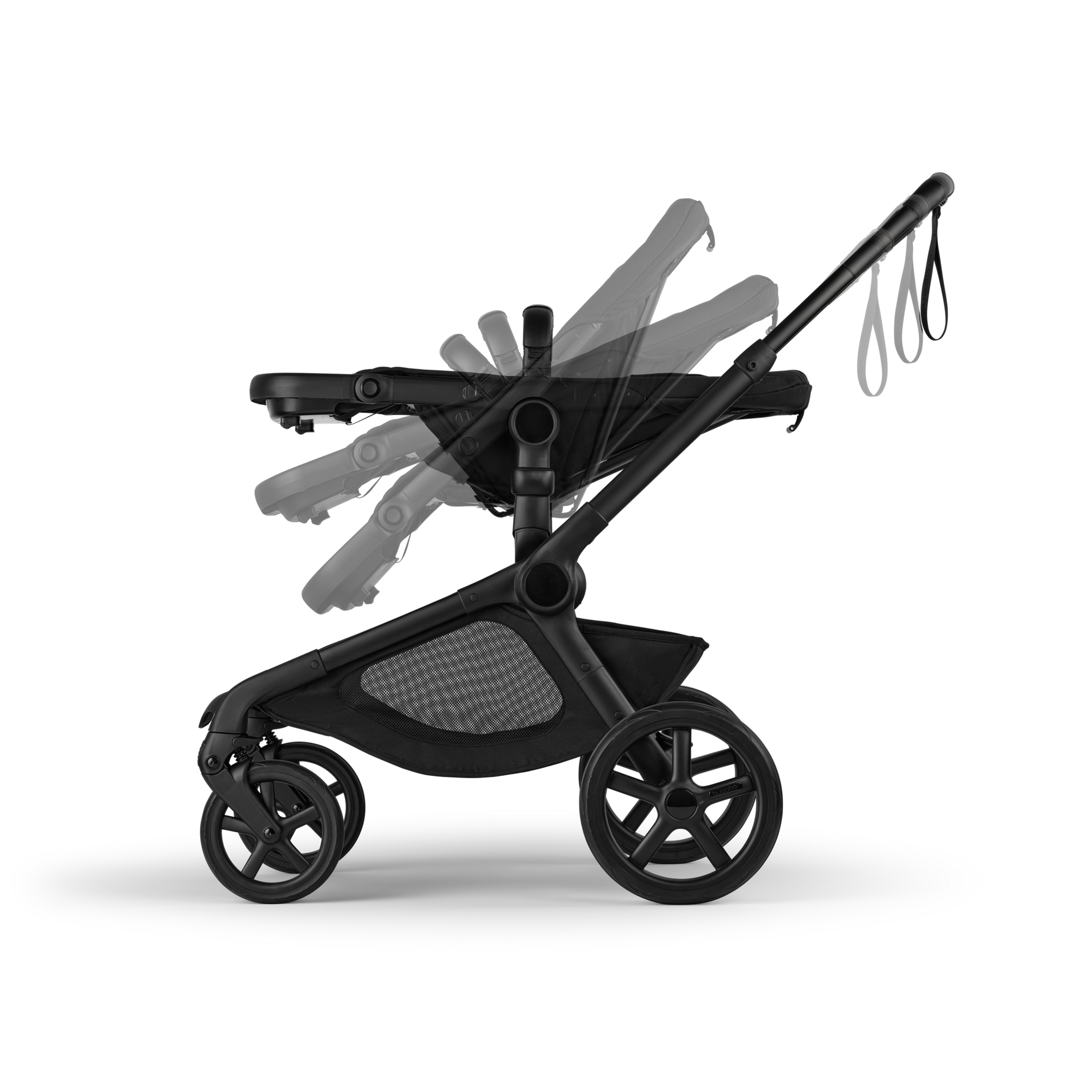 Bugaboo Kangaroo 2-in-1 pram black base, moon grey fabrics, moon grey sun canopy - Thumbnail Slide 12 of 18