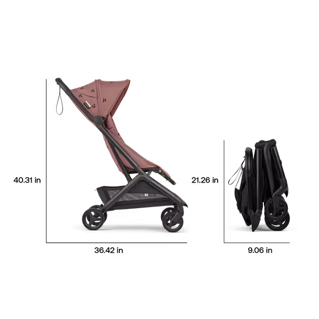Bugaboo x Konges SlØjd limited edition Butterfly 2 travel stroller black base, dusty pink fabrics, dusty pink sun canopy - Main Image Slide 7 of 8