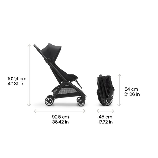 Bugaboo Butterfly seat stroller black base, stormy blue fabrics, stormy blue sun canopy - Main Image Slide 10 of 15
