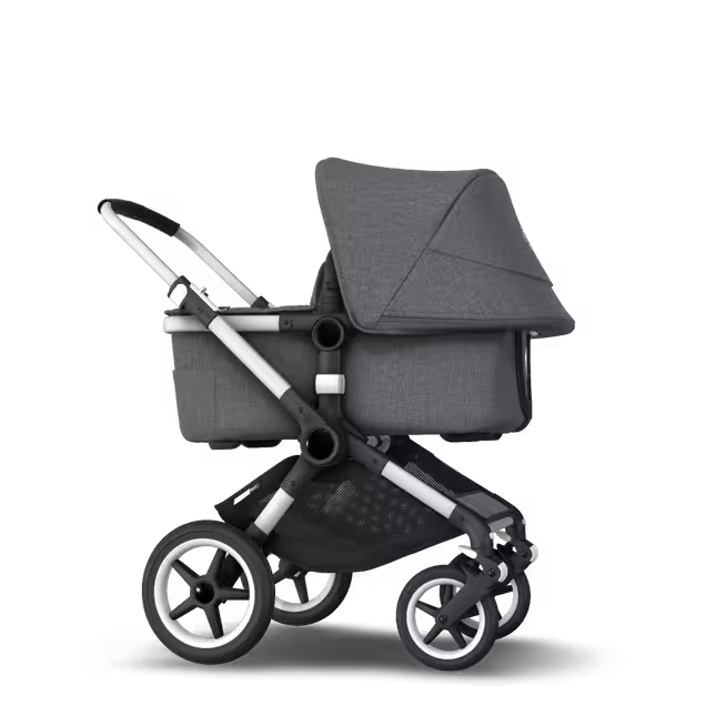 Bugaboo Fox 2 seat and carrycot pushchair grey melange sun canopy, grey melange fabrics, aluminium chassis - Main Image Slide 4 of 10