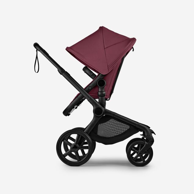 Bugaboo Fox 5 Renew seat stroller, with black chassis, Dark Cherry fabrics, and Dark Cherry sun canopy. - Main Image Slide 3 of 12