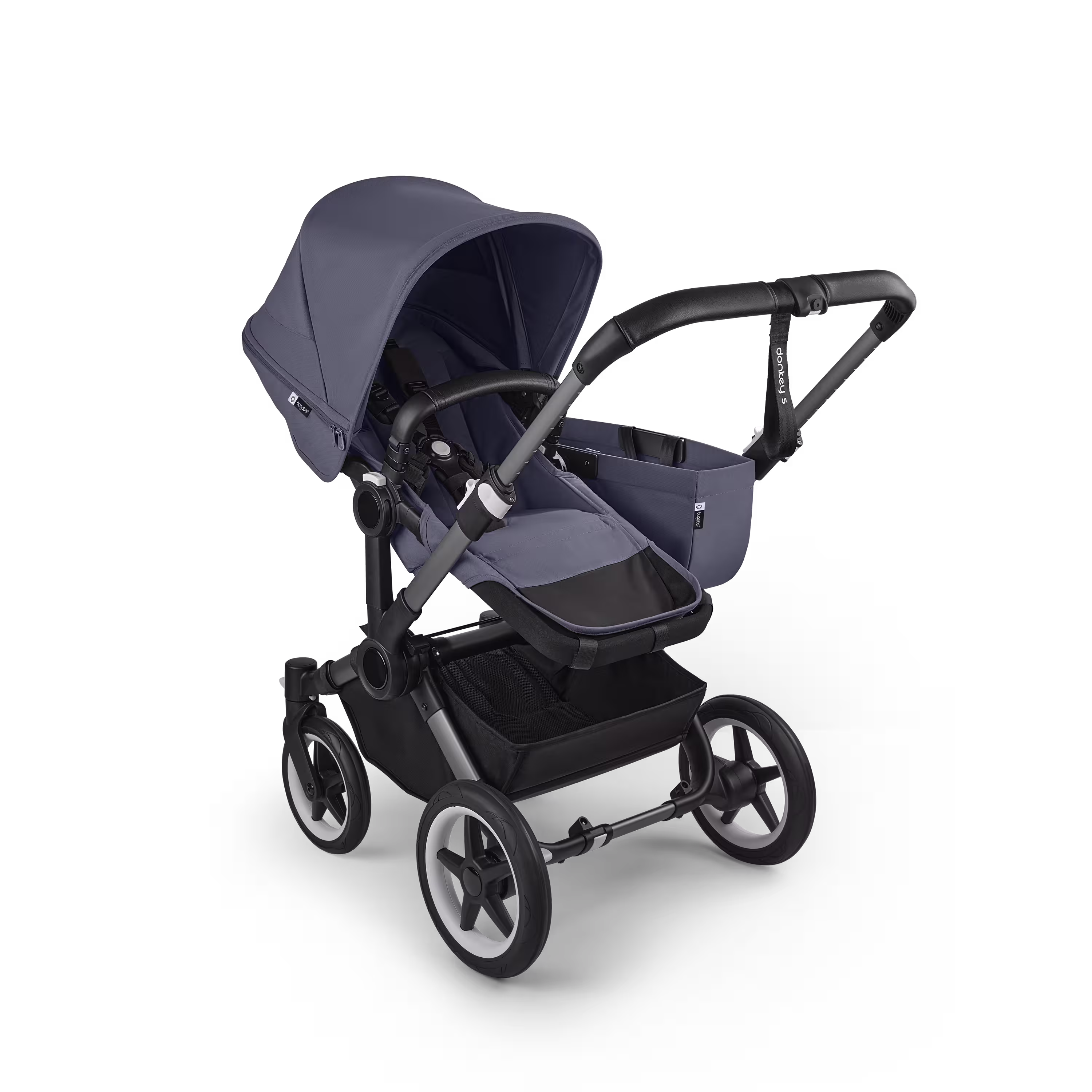 Bugaboo Donkey 5 Mono 2-in-1 stroller graphite base, stormy blue fabrics, stormy blue sun canopy - Main Modal Image Slide 2 of 11
