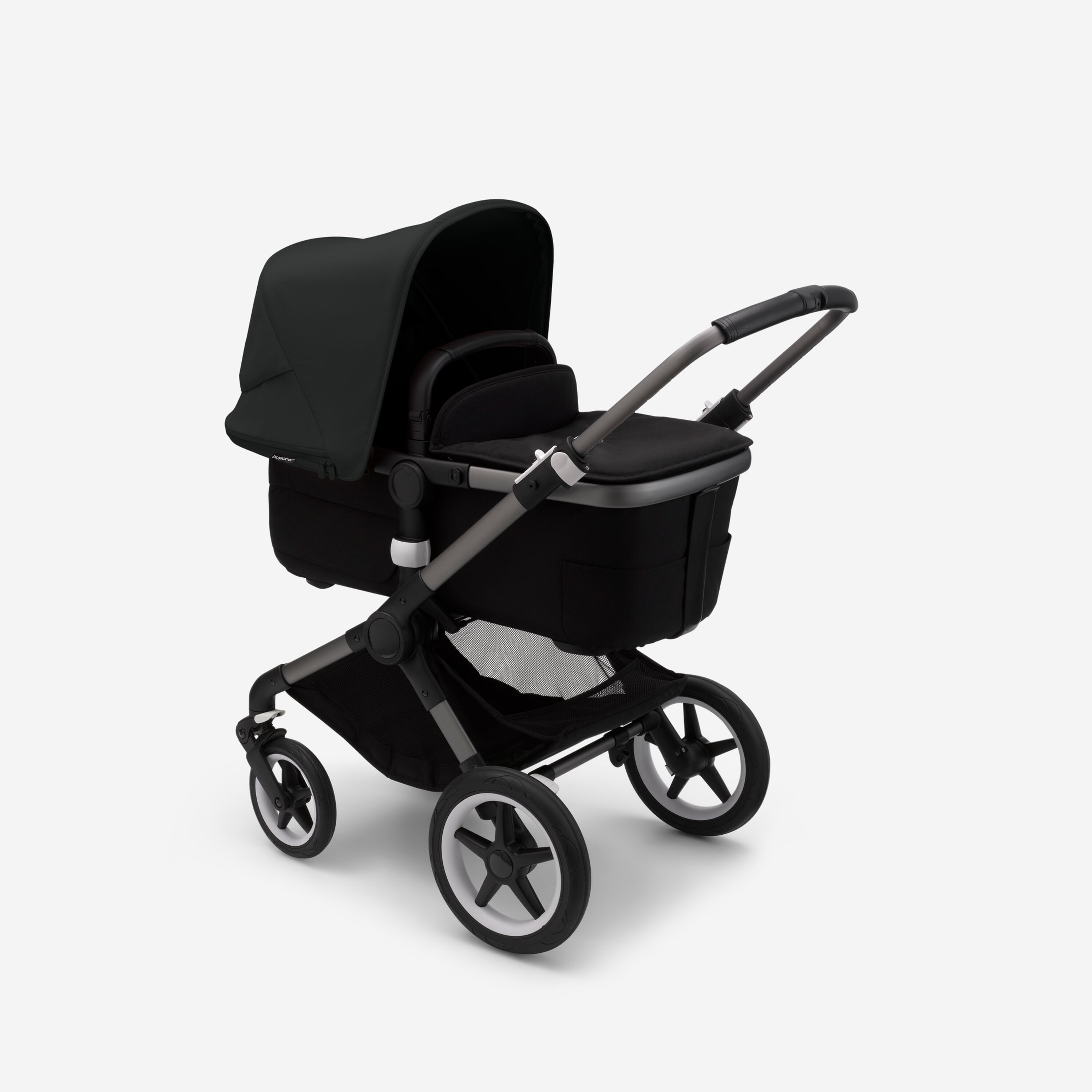 Bugaboo Fox 3 bassinet and seat stroller graphite base, midnight black fabrics, midnight black sun canopy - Main Modal Image Slide 2 of 7