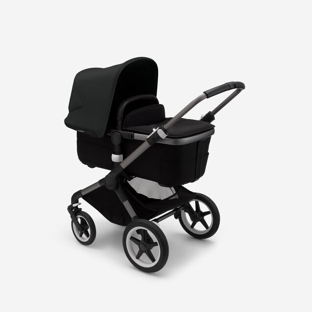 Bugaboo Fox 3 bassinet and seat stroller graphite base, midnight black fabrics, midnight black sun canopy - Main Image Slide 2 of 7
