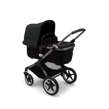 Bugaboo Fox 3 bassinet and seat stroller graphite base, midnight black fabrics, midnight black sun canopy - view 2
