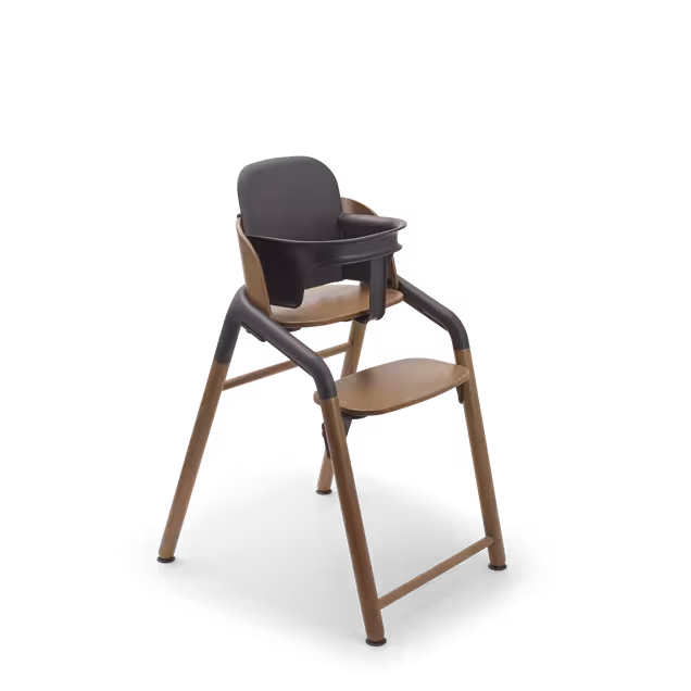 Bugaboo Giraffe chair in warm wood/grey, with baby set in grey. - Main Image Slide 3 of 4