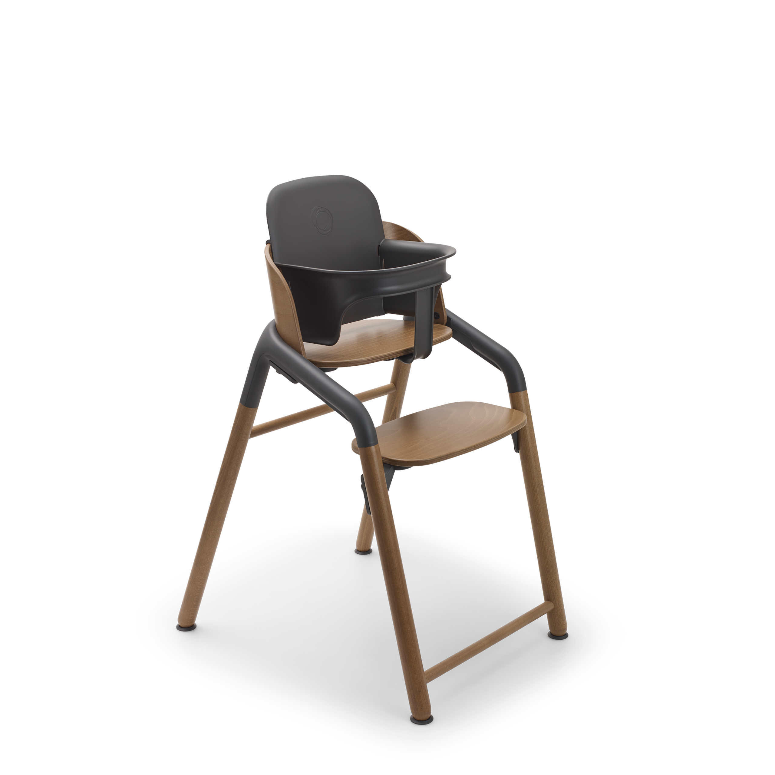 Bugaboo Giraffe chair in warm wood/grey, with baby set in grey. - Thumbnail Slide 3 of 3